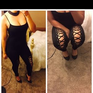 Sexy black lace up Jumpsuit sz M